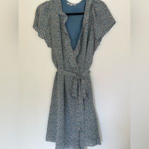 Blue pattern Madewell wrap dress